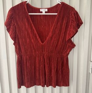 Burnt Orange V- Neck Top
